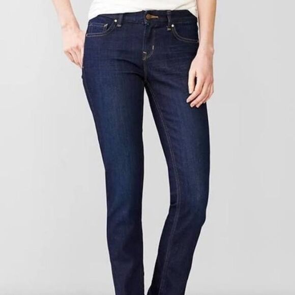 GAP Jeans Always Skinny Dark Wash Raw Hem Zip Up Size 27 Size 4 - Picture 1 of 10